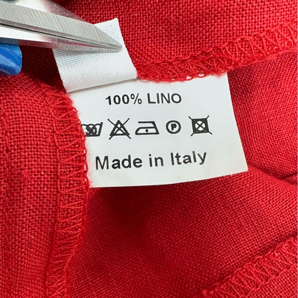 Vintage Libera Mente 100% Linen Wide-Leg Pants Size 0 Ankle Crop IT40 Red - Picture 8 of 15